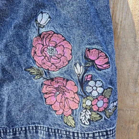 Francesca's Blue Rain Denim Skirt Embroidered Mini Size XS Y2K 90s Retro NWT - Picture 4 of 8